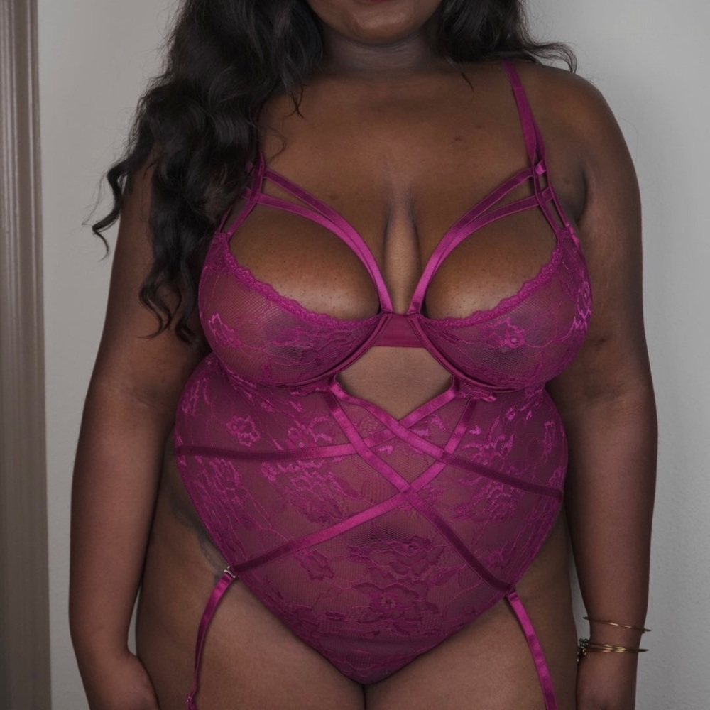 Rose Wine Lace Teddy Plus Size